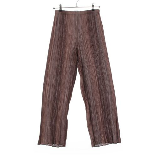イッセイミヤケ 95AW プリーツ ストライプ パンツ IM53-FF922 グラデーション ブラウン L
