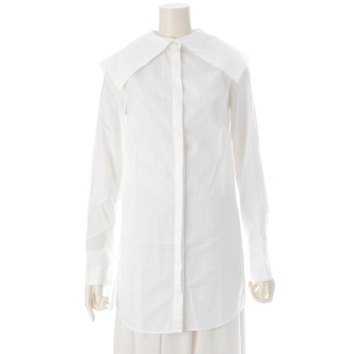 セシリーバンセン コットン セーラーカラー ロング シャツ 長袖 ブラウス ホワイト UK6 US2