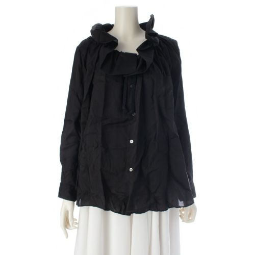 コムデギャルソン コムデギャルソン AD2022 23SS キュプラ 襟 ギャザー キュプラ 長袖シャツ RK-B018 ブラック