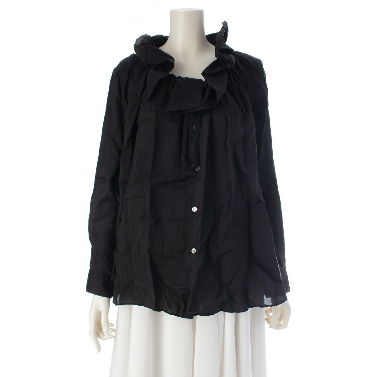 コムデギャルソン コムデギャルソン AD2022 23SS キュプラ 襟 ギャザー キュプラ 長袖シャツ RK-B018 ブラック