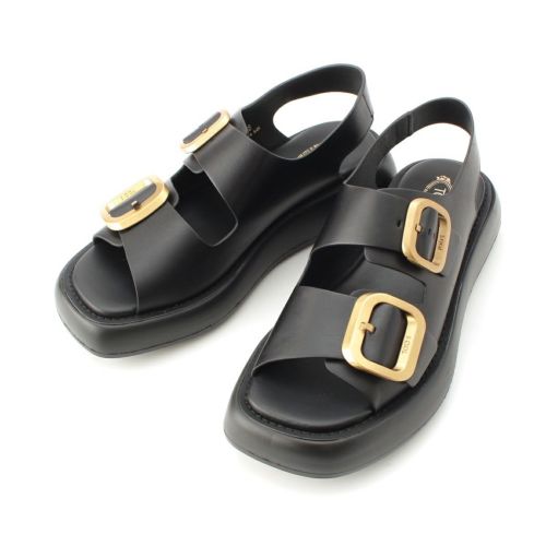 トッズ レザー ベルクロ サンダル シューズ ブラック 38