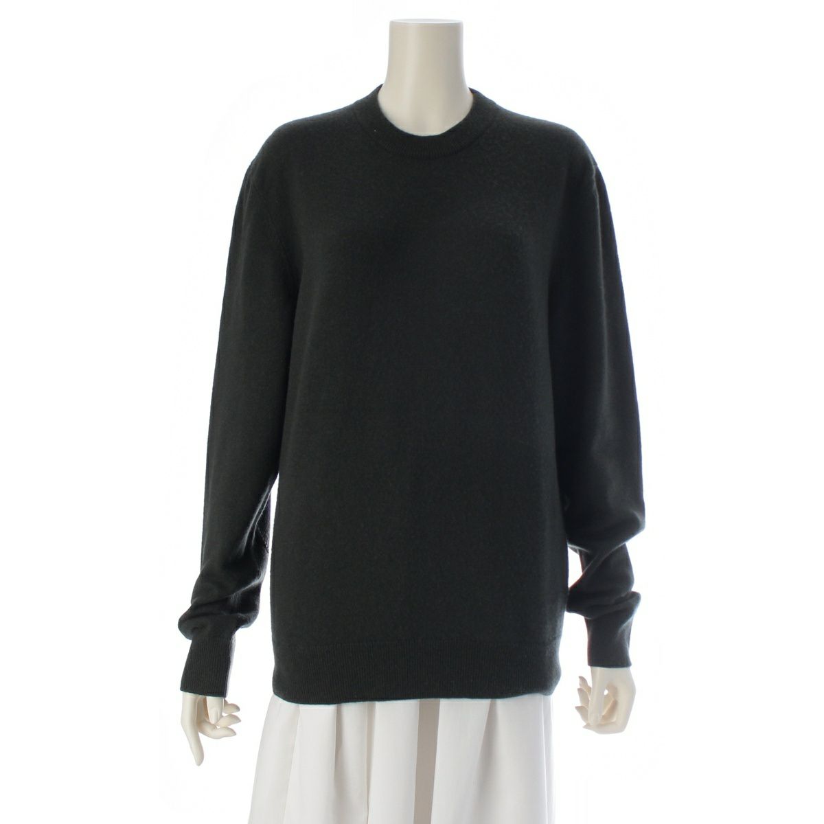 エルメス 22AW カシミヤ マイヨン シェーヌダンクル ニット 長袖 トップス カーキ S