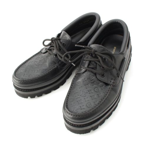 ルイヴィトン 23年 レンジャーライン レザー ローファー ボートシューズ ブラック 7 1/2