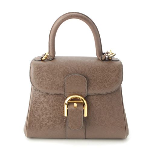 デルヴォー ブリヨン Brillant レザー ヴィンテージ 2WAY ショルダー ハンドバッグ グレージュ