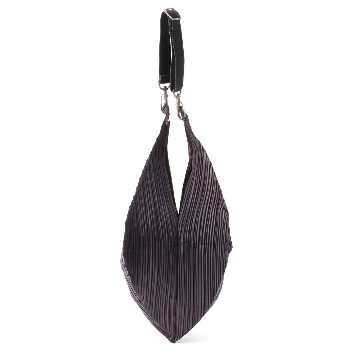 イッセイミヤケ 変形 立体 バイカラー ダイヤモンド ハンドバッグ ワンハンドバッグ パープル ブラウン