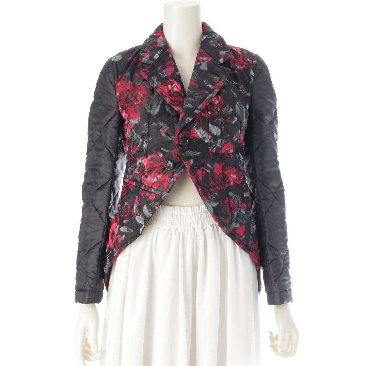 コムデギャルソン AD2016 シルク キルティング 総柄 燕尾 テーラードジャケット GR-J039 マルチカラー XS