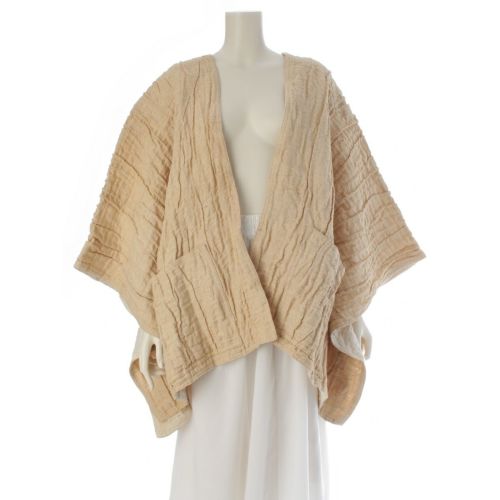 イッセイミヤケ 80s 1984 リネン コットン 筆タグ シワ加工 平面 羽織り 和服 ジャケット ベージュ 9