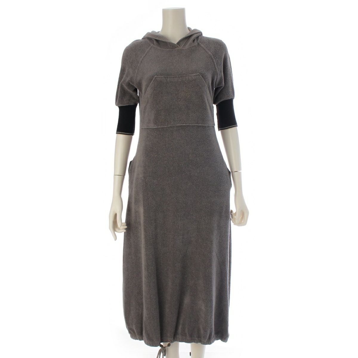 ジャンポールゴルチエ 90s クラシック classique Aライン スウェット ボア ロング ワンピース ドレス グレー 40