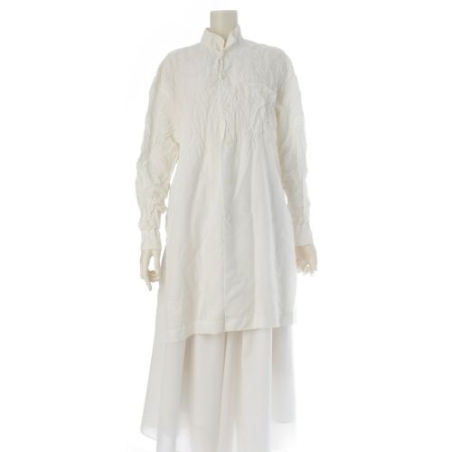 イッセイミヤケ 90s 1994 94年 ペルマネンテ PERMANENTE 切替 シワ加工 シャツ ブラウス トップス ホワイト M