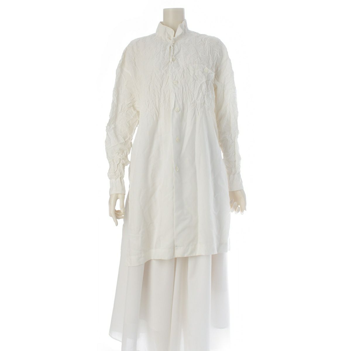 イッセイミヤケ 90s 1994 94年 ペルマネンテ PERMANENTE 切替 シワ加工 シャツ ブラウス トップス ホワイト M