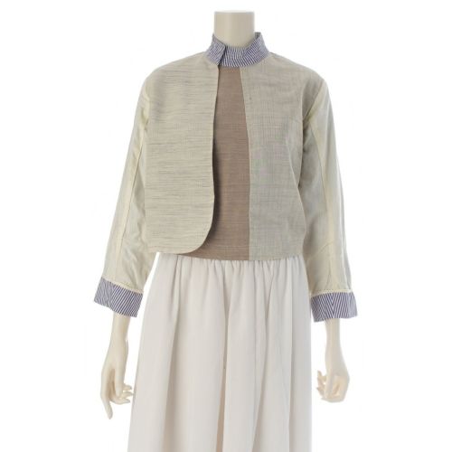 コムデギャルソン AD1998 98AW コットン FUSION期 切替 ストライプ バトルドレス フック ジャケット GJ-04015S グレー ブルー ホワイト S