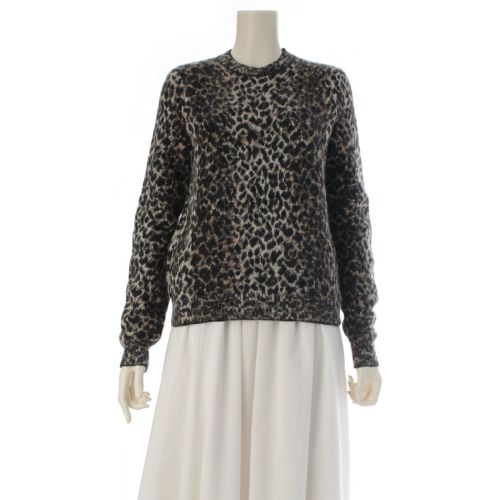 サンローラン 19年 モヘア ウール ナイロン ヒョウ柄 ニット セーター トップス 584946 マルチカラー XS