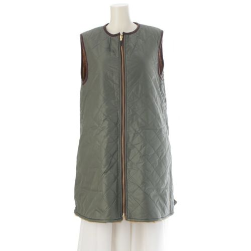 バーブァー キルティングファー リバーシブル ベスト 242LLIS003 カーキ×ブラウン 10