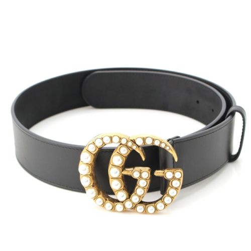 グッチ レザー GGマーモント ダブルG パール ベルト 453260 ブラック 75cm
