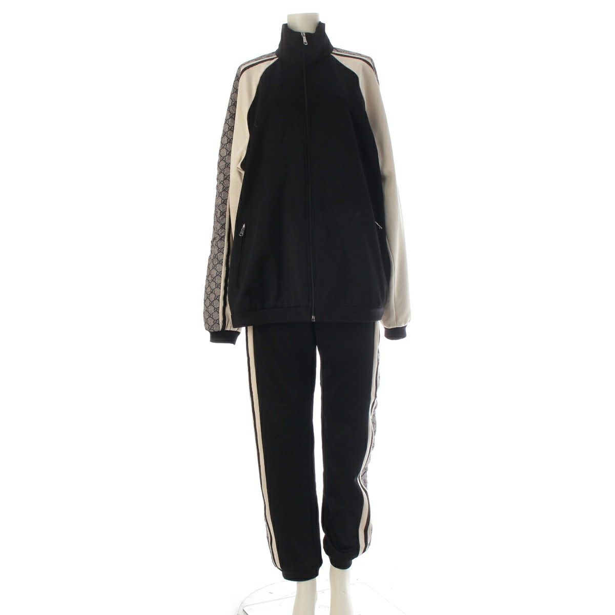 グッチ コットン ナイロン GGスプリーム ジャケット＆ パンツセットアップ 545601 ブラック XS