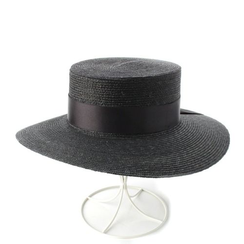 グッチ リボン ストロー ハット 帽子 743443 ブラック M
