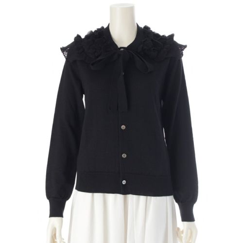 コムデギャルソン コムデギャルソン AD2024 25SS ウール 付け襟 2WAY 長袖 カーディガン RO-N513 ブラック S