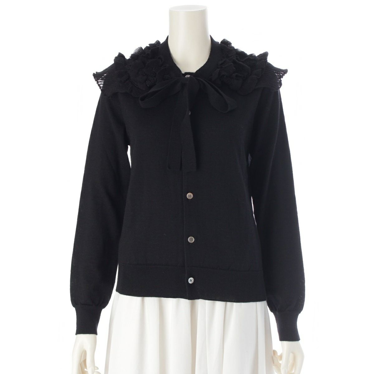 コムデギャルソン コムデギャルソン AD2024 25SS ウール 付け襟 2WAY 長袖 カーディガン RO-N513 ブラック S