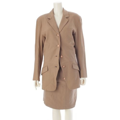 イッセイミヤケ 80s 1986 ウール 筆タグ 変形 ロング ジャケット スカートセットアップ スーツ JG33656 JG53706 ベージュ 9