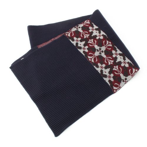 ドリスヴァンノッテン セットゥユイットゥ ウール マフラー ネイビーバーガンディ