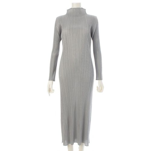 イッセイミヤケ ハイネック ロング ワンピース PP41-JH106 グレー系 4