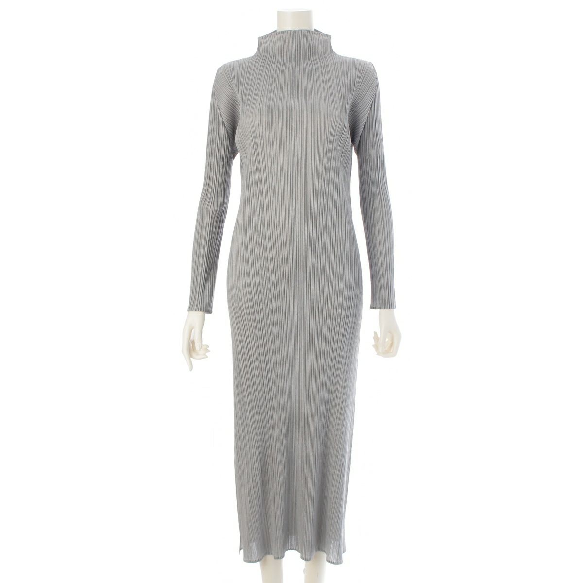 イッセイミヤケ ハイネック ロング ワンピース PP41-JH106 グレー系 4