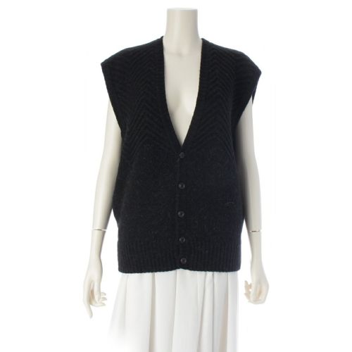 イッセイミヤケ オールスタイル 70-80s ジグザグ 変わり編み ニットセーター ベスト ブラック