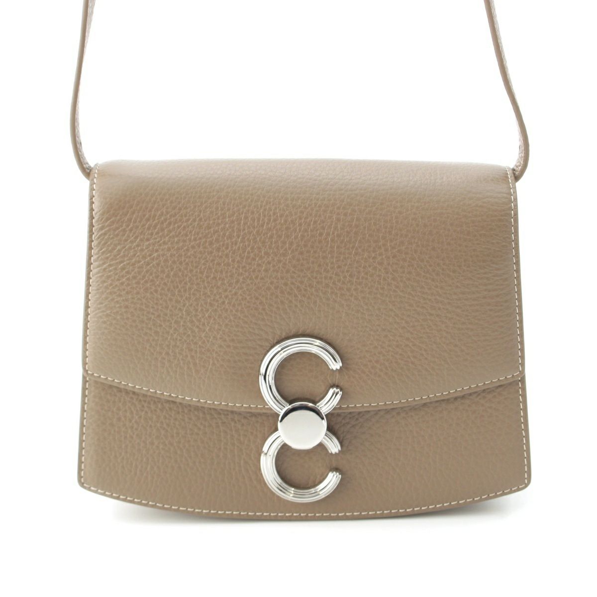 カフネ ペンデュラム レザー ショルダーバッグ グレージュ
