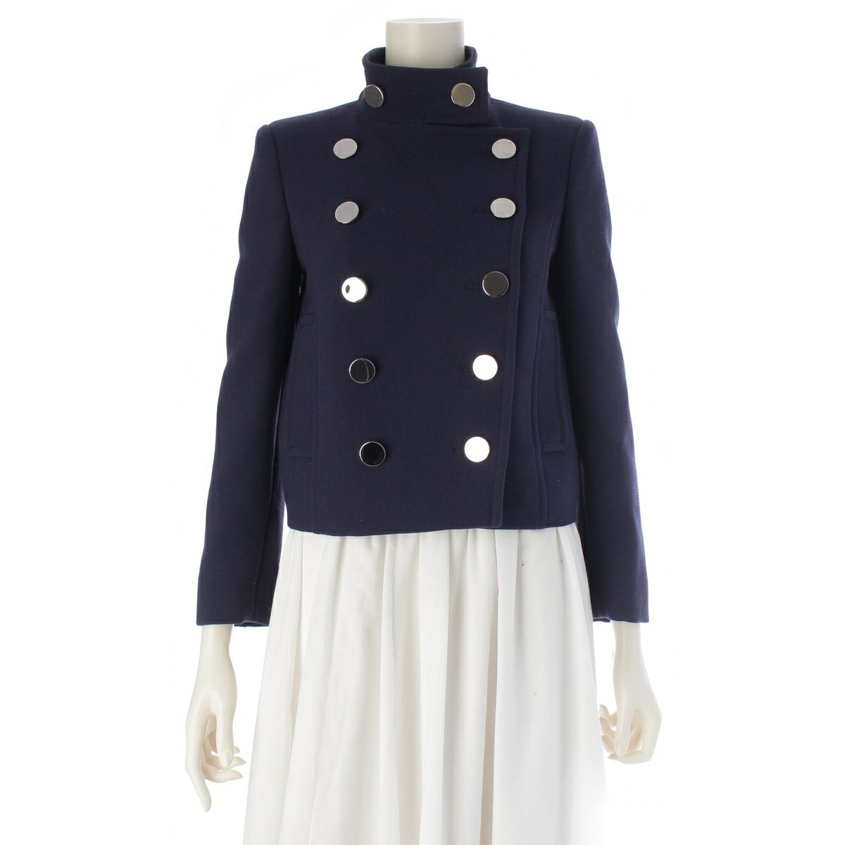 グッチ 2014 ウール ロゴ ボタン ショート テーラードジャケット 354220 ネイビー 36