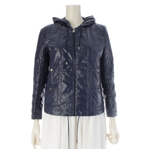 シャネル ナイロン ブルゾン ココマーク ジップアップ フード付き ジャケット P43462 ネイビー 38