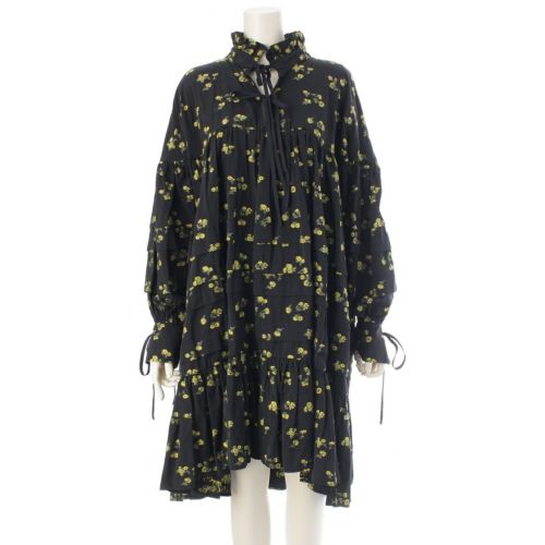 セシリーバンセン フィルクーペ 花柄 ワンピース ドレス ブラック イエロー US8