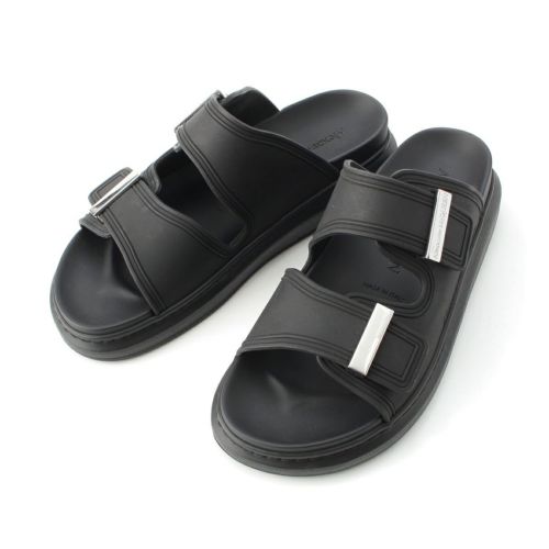 アレキサンダーマックイーン ラバー ハイブリッド スライド サンダル ブラック 38