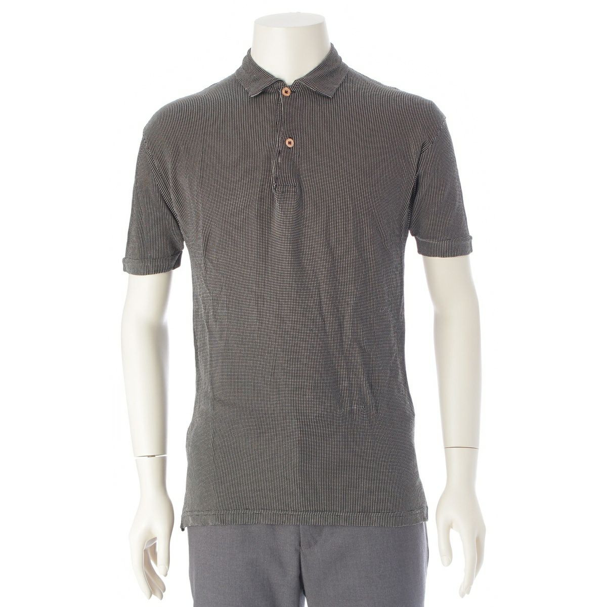 アルマーニ 80s ヴィンテージ 半袖 ポロシャツ トップス ブラック ホワイト S