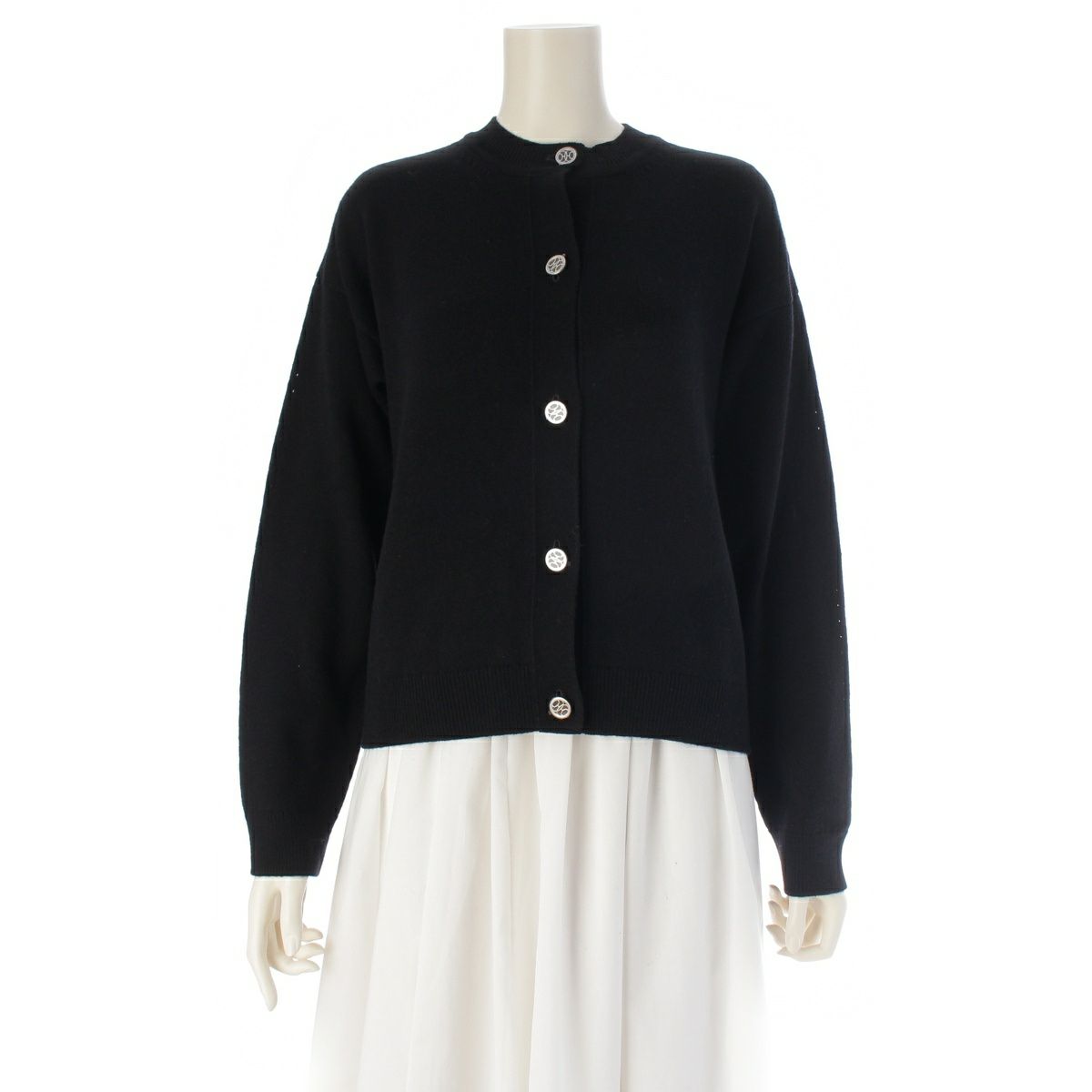 エルメス 26SS カシミヤ Hリフト 長袖 カーディガン 6E2721D12 ブラック 32