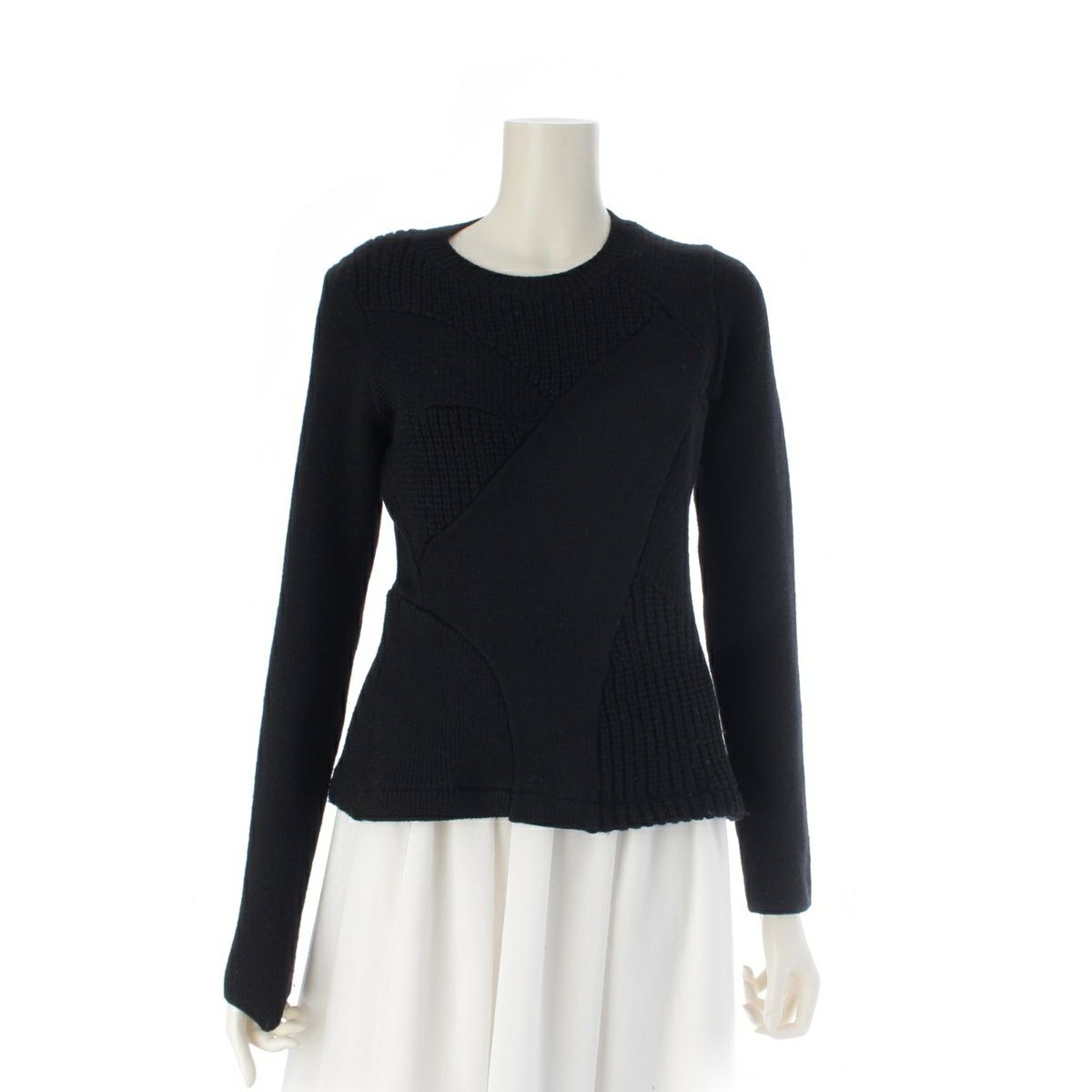 トリココムデギャルソン 90AW AD1990 ウール ヴィンテージ ドッキング ニット セーター TN-050370 ブラック