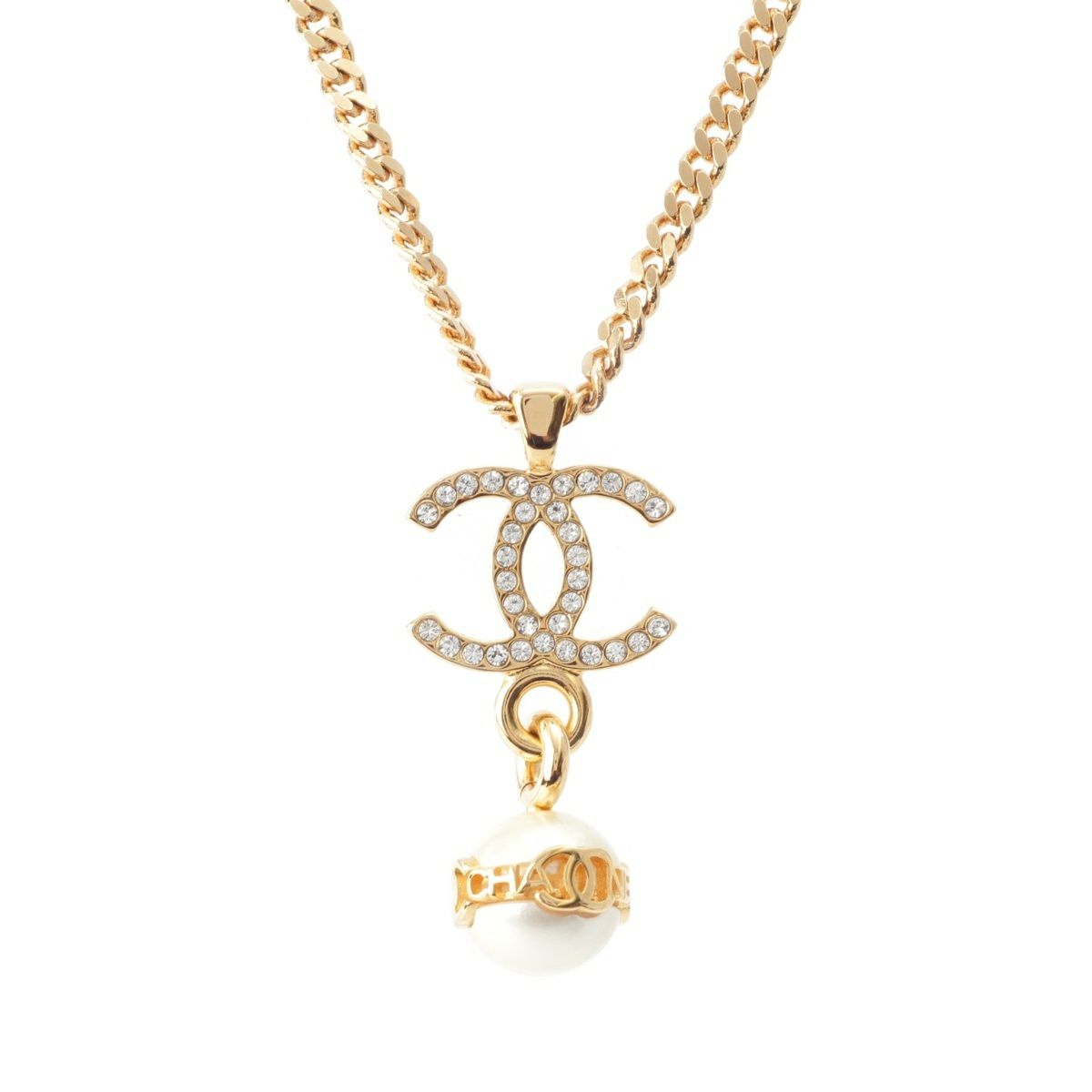 シャネル B23K ココマーク パール ロゴ ネックレス アクセサリー ゴールド