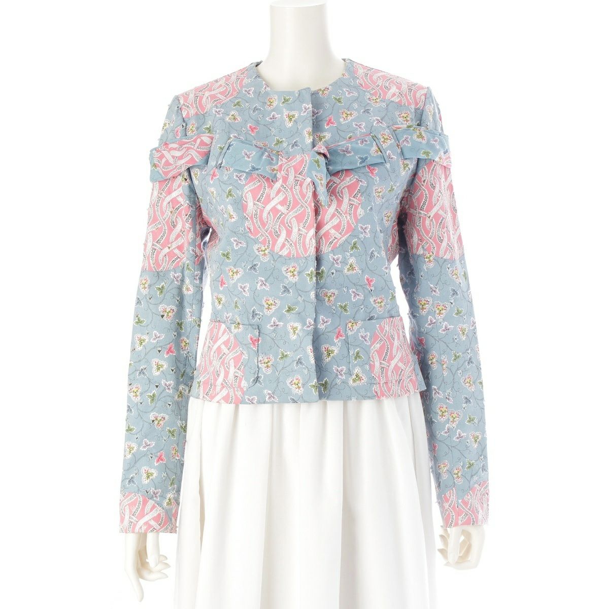 ディオール 03SS コットン ガリアーノ期トリム 総柄 デニムジャケット 3P12022121 ブルー 40