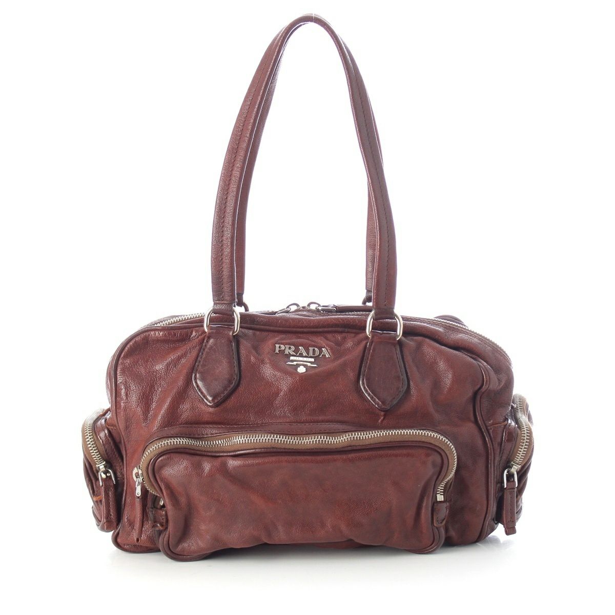 プラダ WASHED BAG レザー ミニ ボストンバッグ BR2804 ブラウン