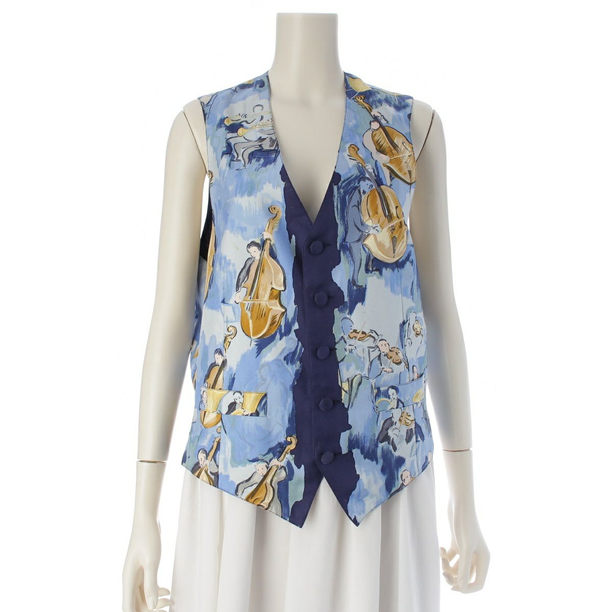 エルメス コンチェルト リバーシブル ベスト ブルー 44