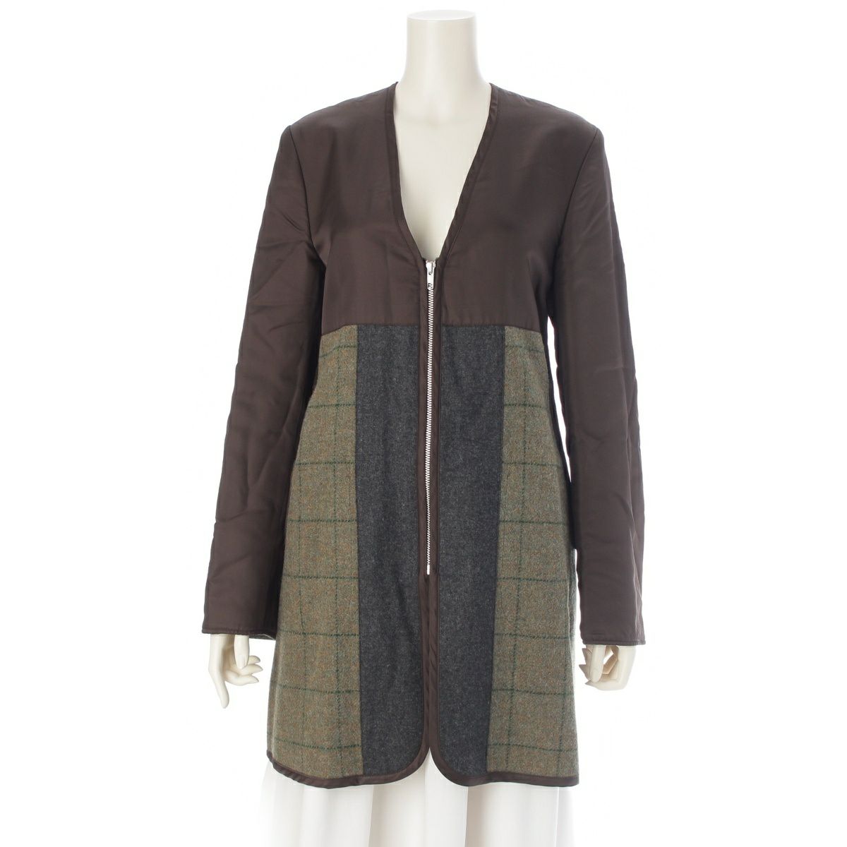 コムデギャルソン AD2018 オムドゥ 異素材切替 ライナーコート アウター DB-C007 カーキ ブラック XS