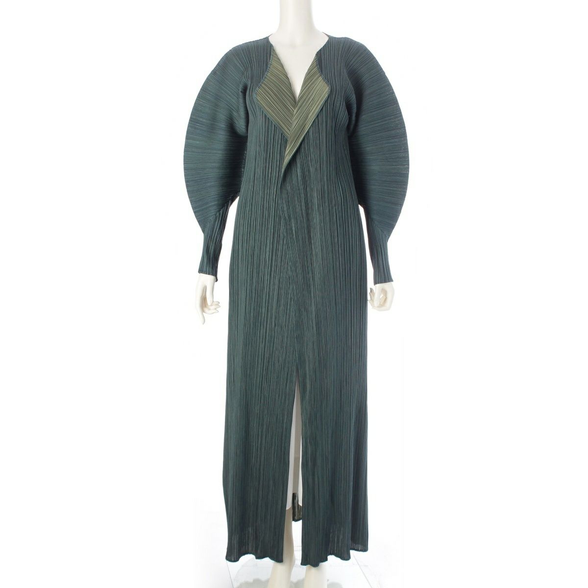 プリーツプリーズ イッセイミヤケ ロング カーディガン コート PP94-JH617 グリーン 5
