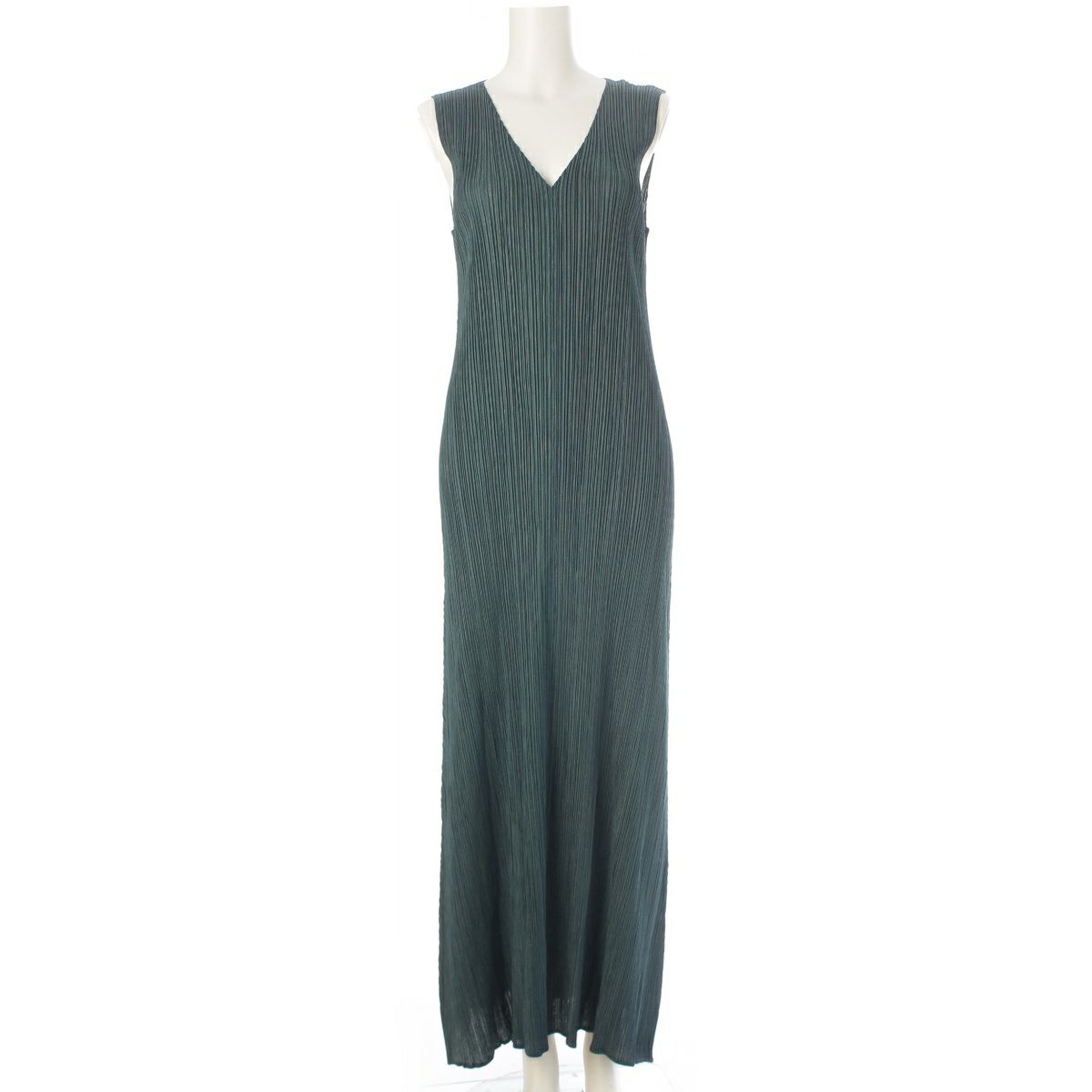 プリーツプリーズ イッセイミヤケ ノースリーブ ロング ワンピース PP94-JH615 グリーン 5