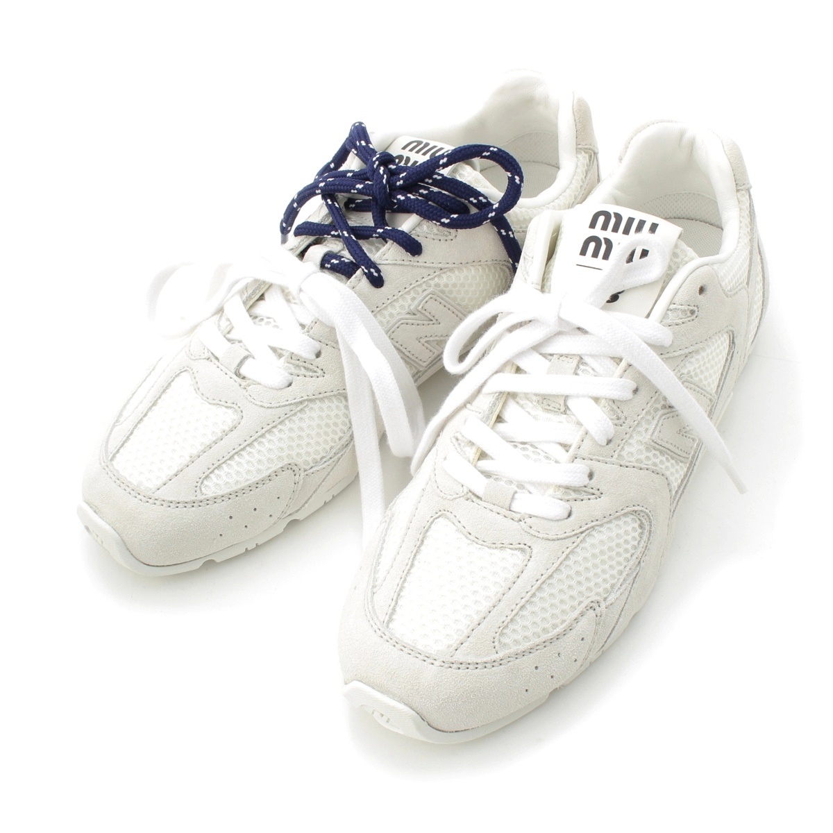 ミュウミュウ ニューバランス New Balance 530SL スウェード メッシュ ロートップ スニーカー 5E165E ホワイト 38 1/2