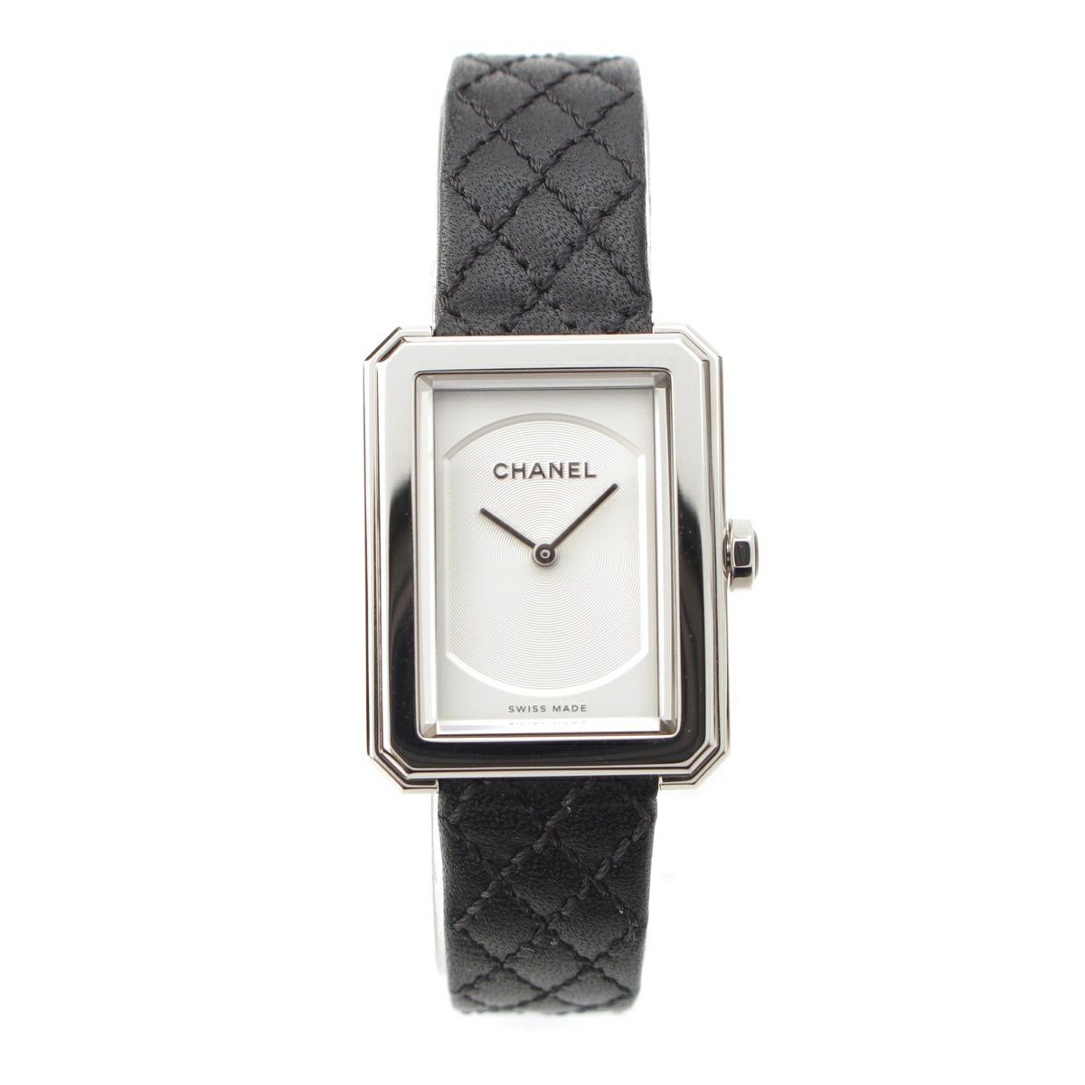 シャネル ボーイフレンド レザー クォーツ時計 八角形 シルバー文字盤 腕時計 クオーツ シルバー文字盤 H6401 ブラック シルバー