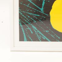 絵画： 「花」（シリアル無し）黄色×緑 アンディ・ウォーホル 新