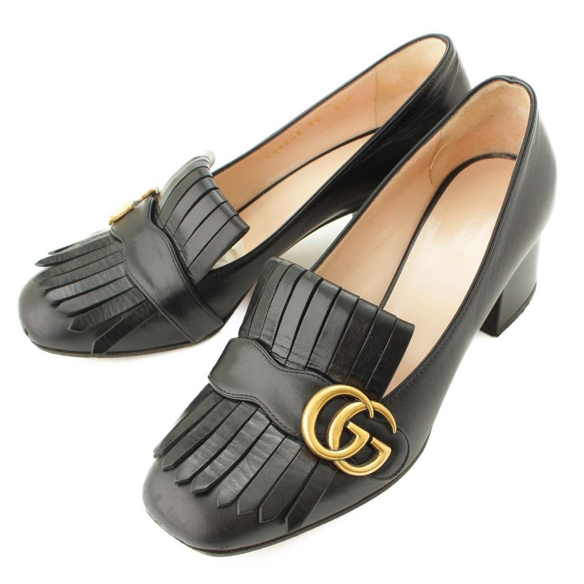 グッチ(Gucci) 2020SS マーモント レザー ミッドヒール パンプス
