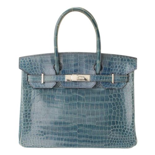 エルメス(Hermes) バーキン30 クロコダイル ポロサス ハンドバッグ □H刻 コルヴェール