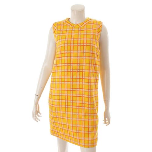 グッチ(Gucci) ノースリーブ ウール チェック ワンピース 597477 イエロー 38
