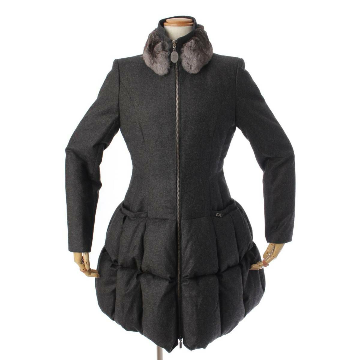 フォクシー(Foxey) 11年 ファー付き バブル ウール×カシミヤ