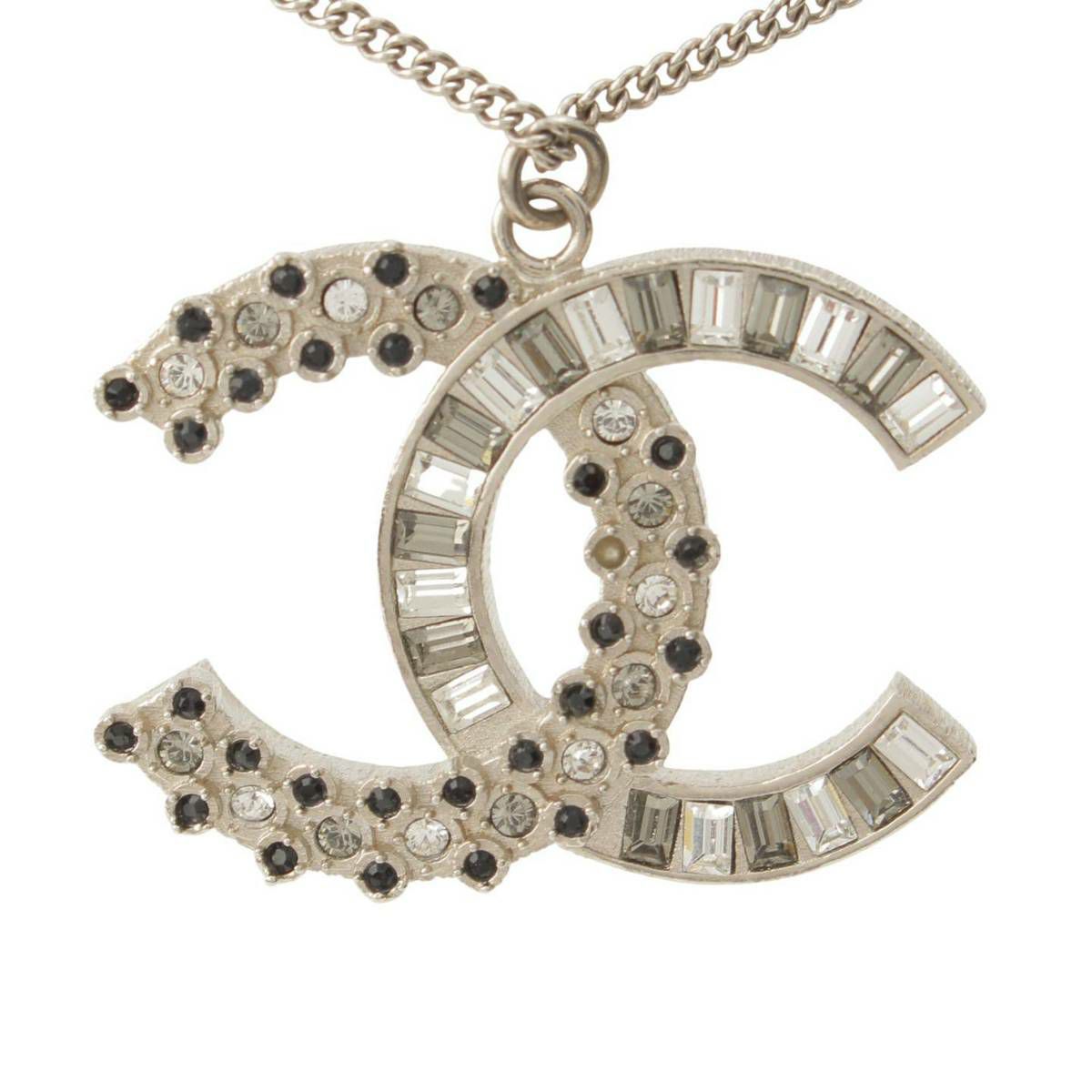 CHANEL シャネル シルバーカラー ココマーク ラインストーン